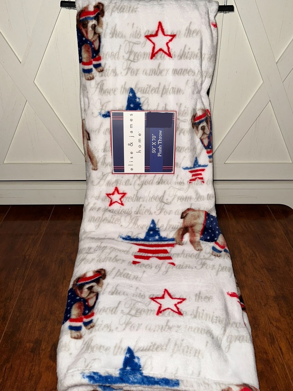 Patriotic Stars & Pug Dogs Plush Throw Blanket